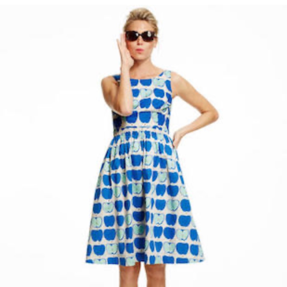 Boden Beatrice Apple Dress - US 4 - Blue and white